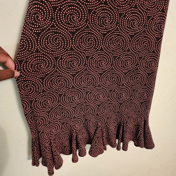 London Times Midi Sheath Elegant Swirl Pattern Sleeveless Dress Size 6 Tie Belt - Picture 2 of 12